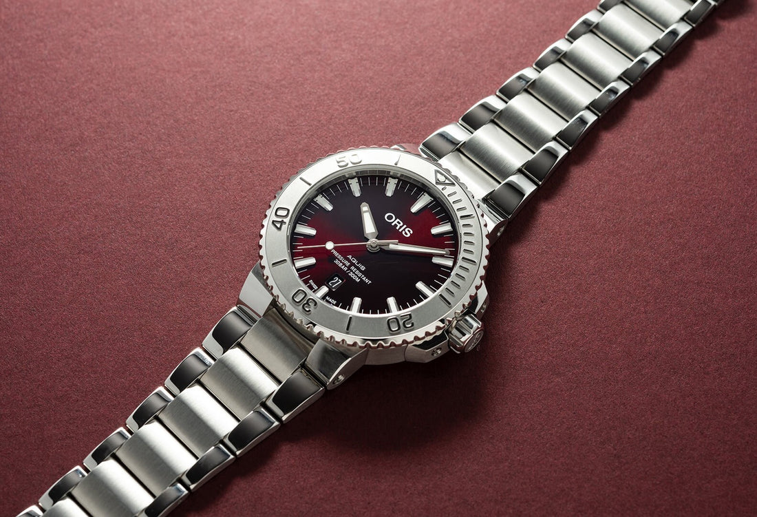 Oris Aquis Date Relief Cherry Dial 01 733 7730 4158-07 8 24 05PEB