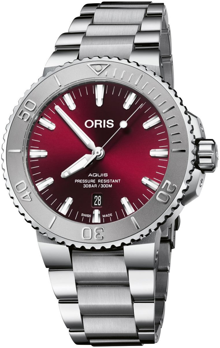 Oris Aquis Date Relief Cherry Dial 01 733 7730 4158-07 8 24 05PEB