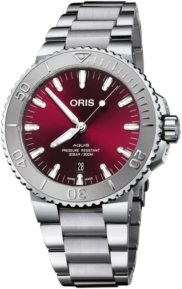 Oris Aquis Date Relief Cherry Dial 01 733 7730 4158-07 8 24 05PEB