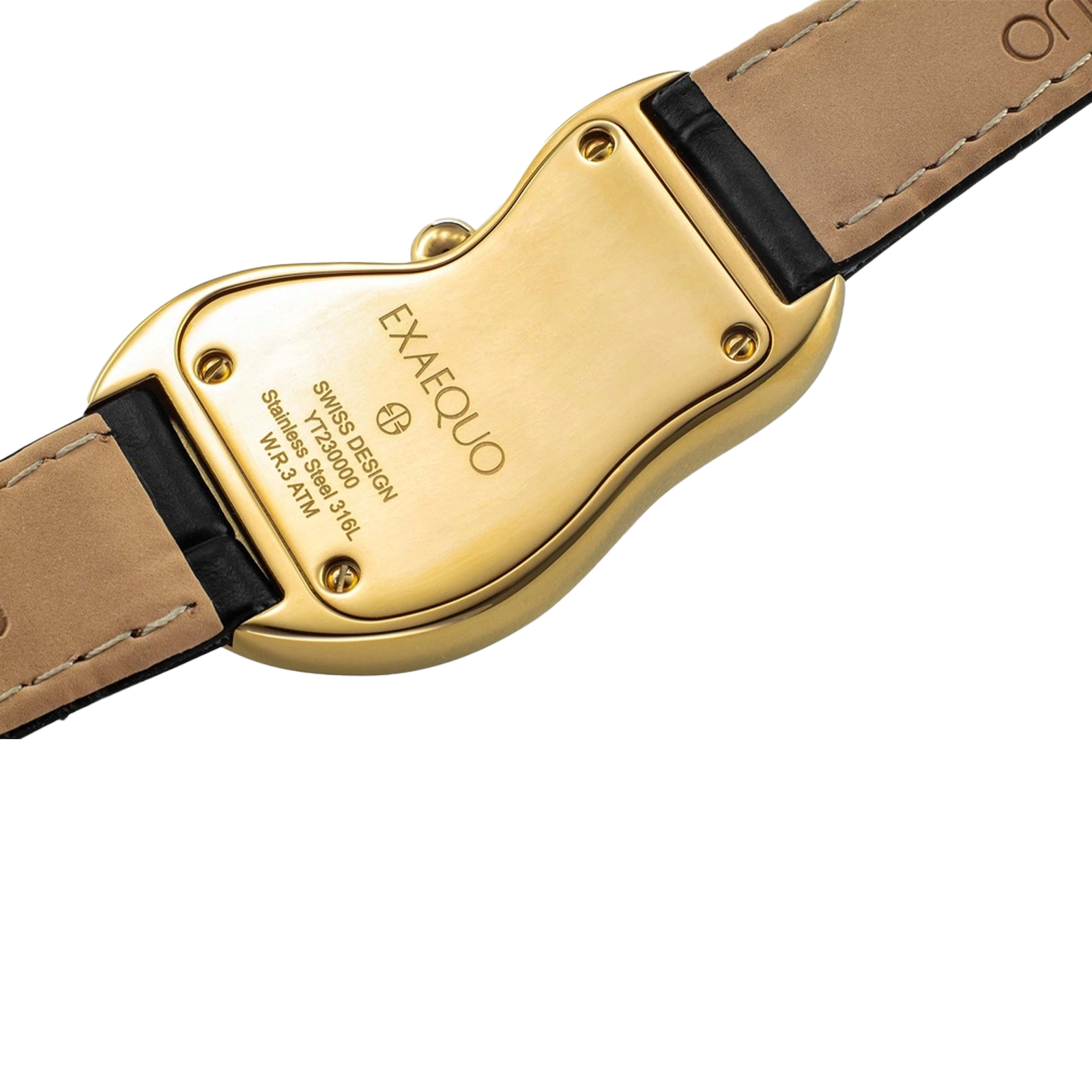 złoty zegarek rozlany salvador dali exaequo melting watch kwarcowy czarna tarcza i czarny pasek od tyłu