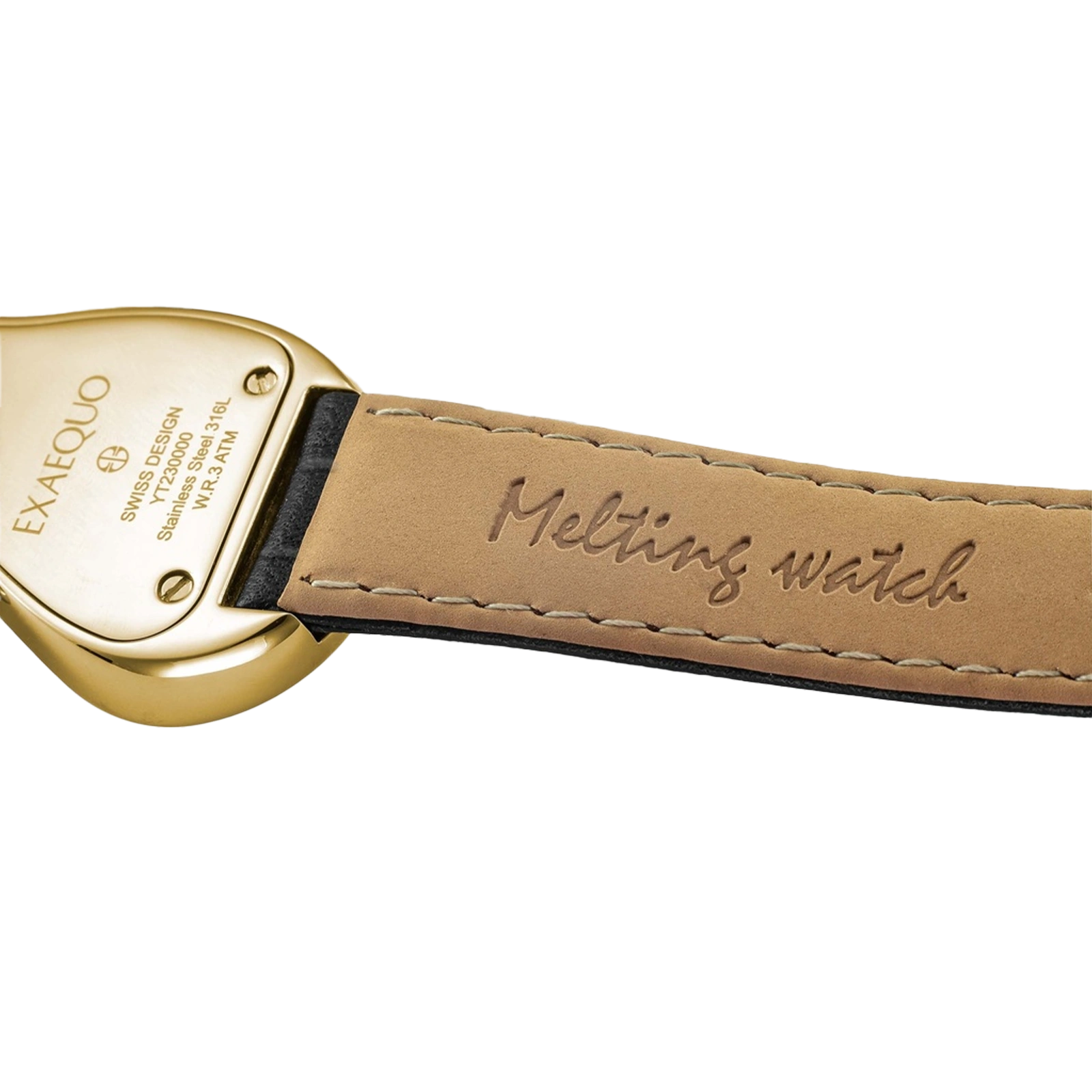 złoty zegarek rozlany salvador dali exaequo melting watch kwarcowy czarna tarcza i czarny pasek