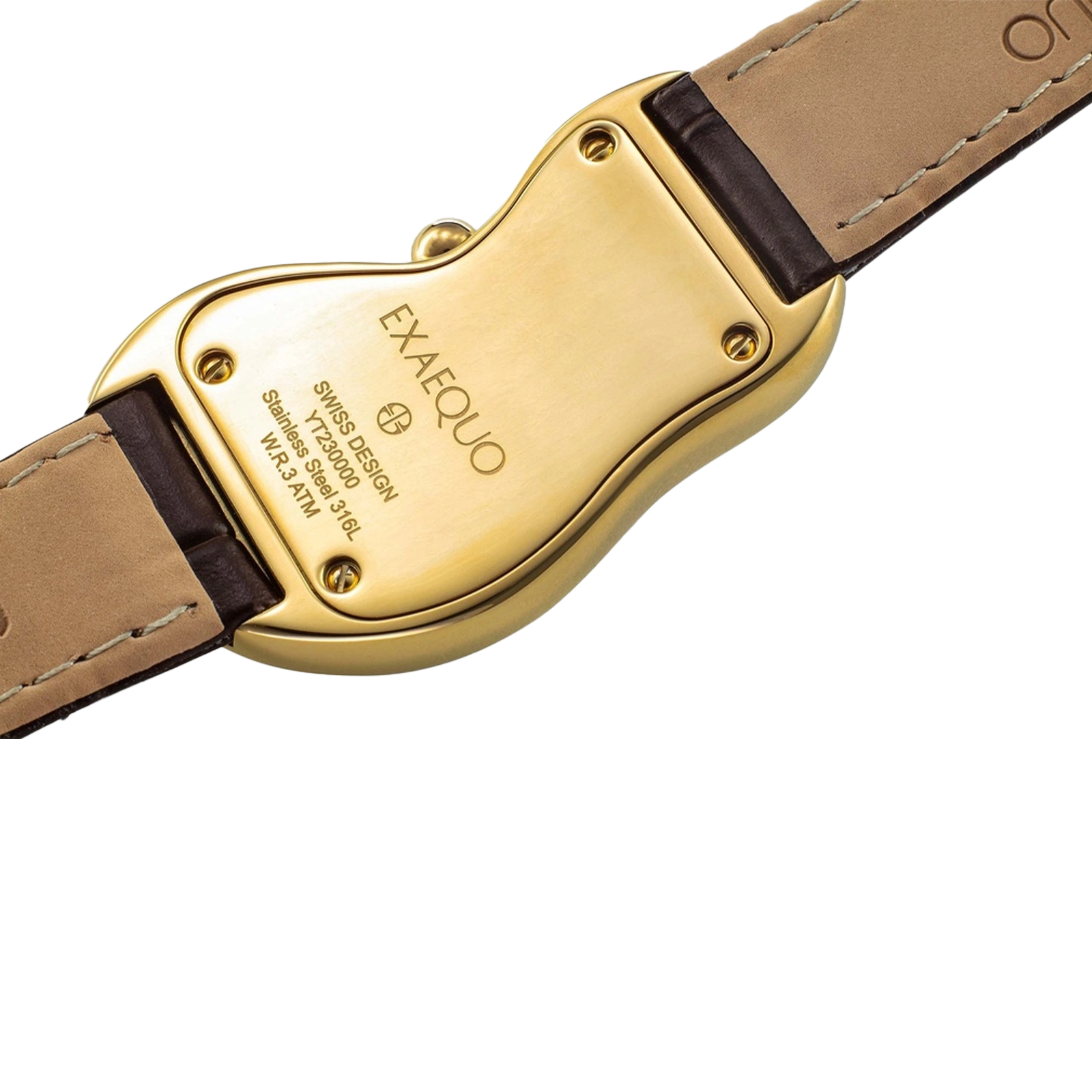 złoty zegarek rozlany salvador dali exaequo melting watch kwarcowy biała tarcza i brązowy pasek z tyłu