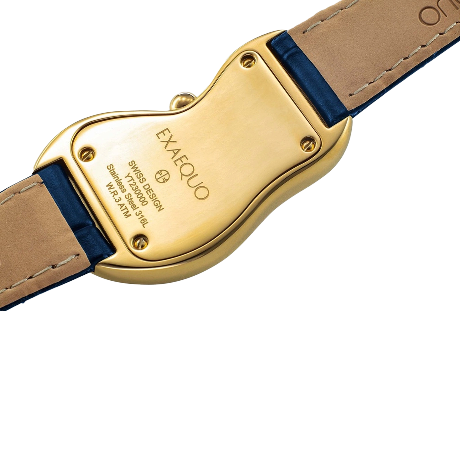 złoty zegarek rozlany salvador dali exaequo melting watch kwarcowy niebieski z niebieskim paskiem aligator