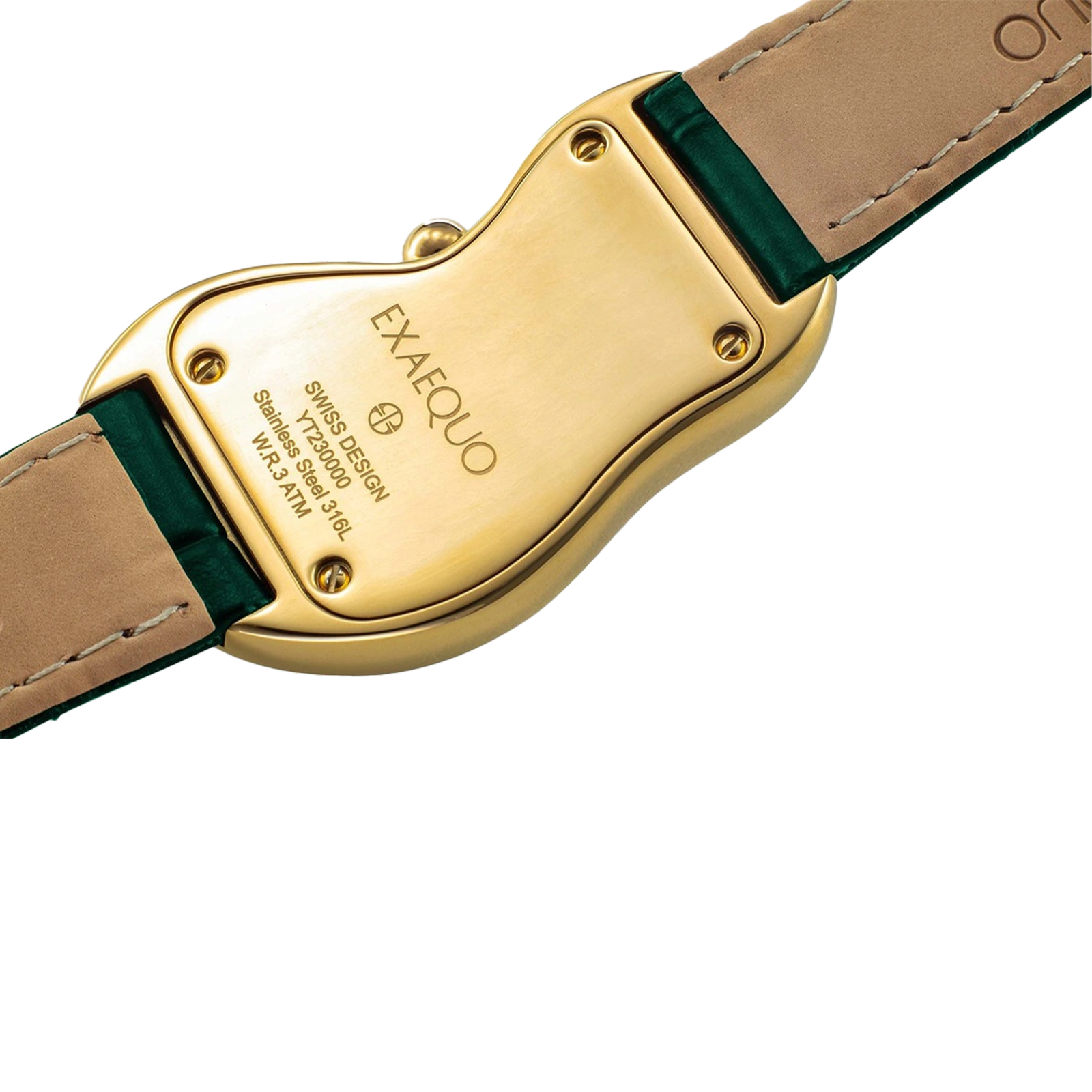 złoty zegarek rozlany salvador dali exaequo melting watch kwarcowy zielony z zielonym paskiem aligator