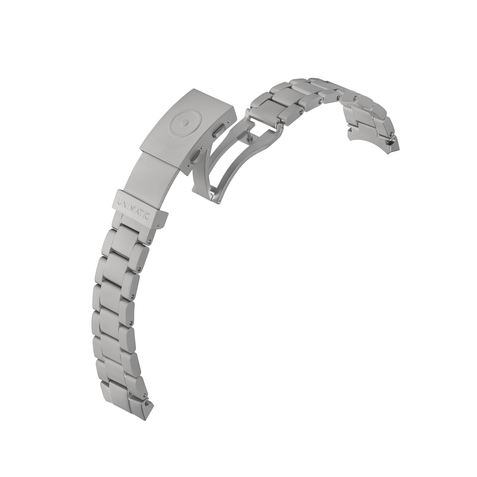 Bransoleta Unimatic wykonana z litej stali nierdzewnej o piaskowanej powierzchni przeznaczona dla serii toolwatch marki unimatic