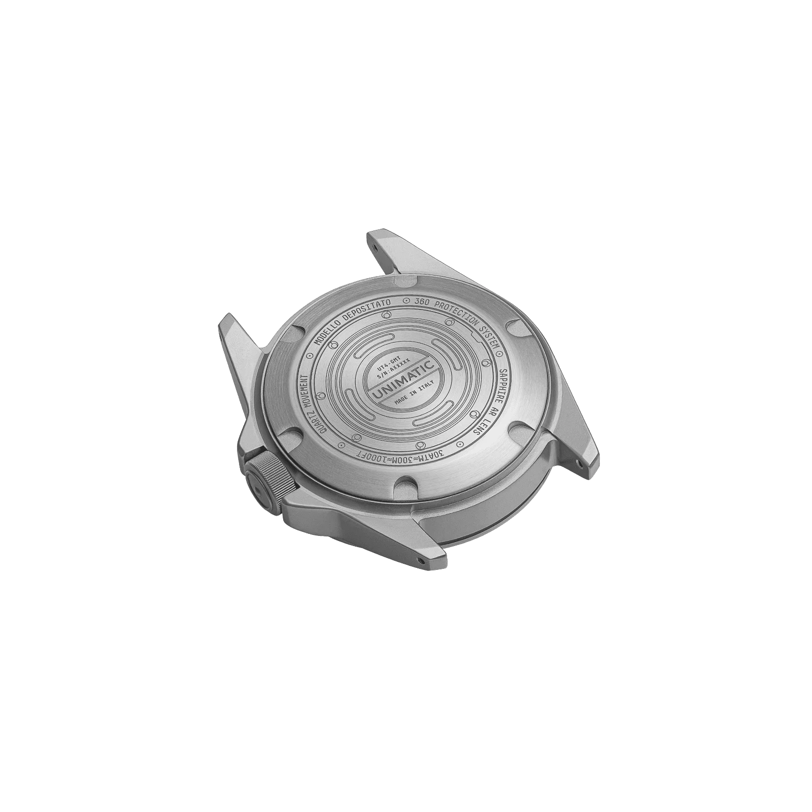 wytrzymały Zegarek kwarcowy Unimatic Modello Quattro GMT Toolwatch ref. UT4-GMT koperta od tyłu