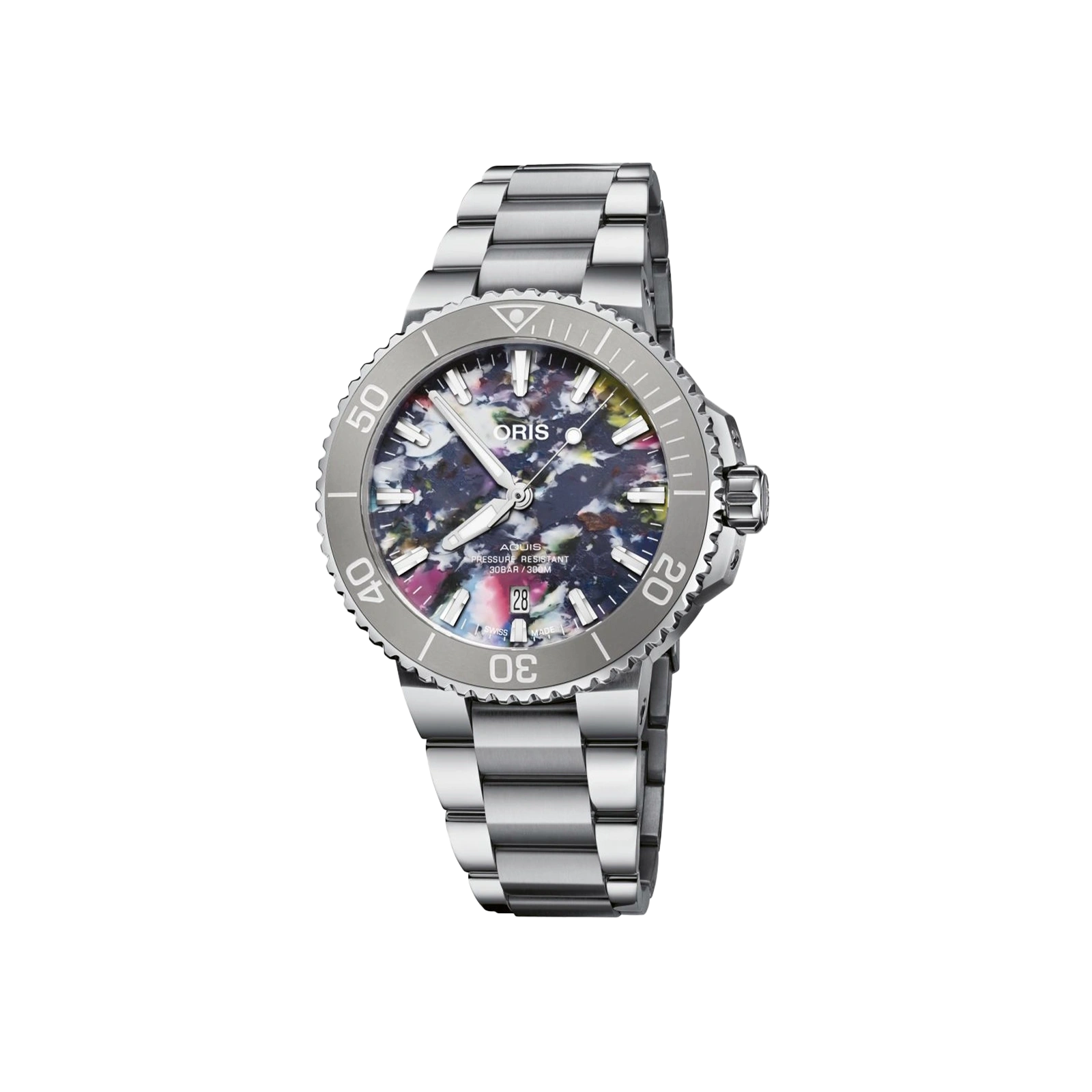 zegarek automatyczny stalowy Oris Aquis Date Upcycle 01 733 7766 4150-Set