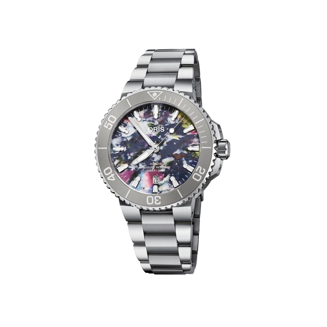 zegarek automatyczny stalowy Oris Aquis Date Upcycle 01 733 7766 4150-Set