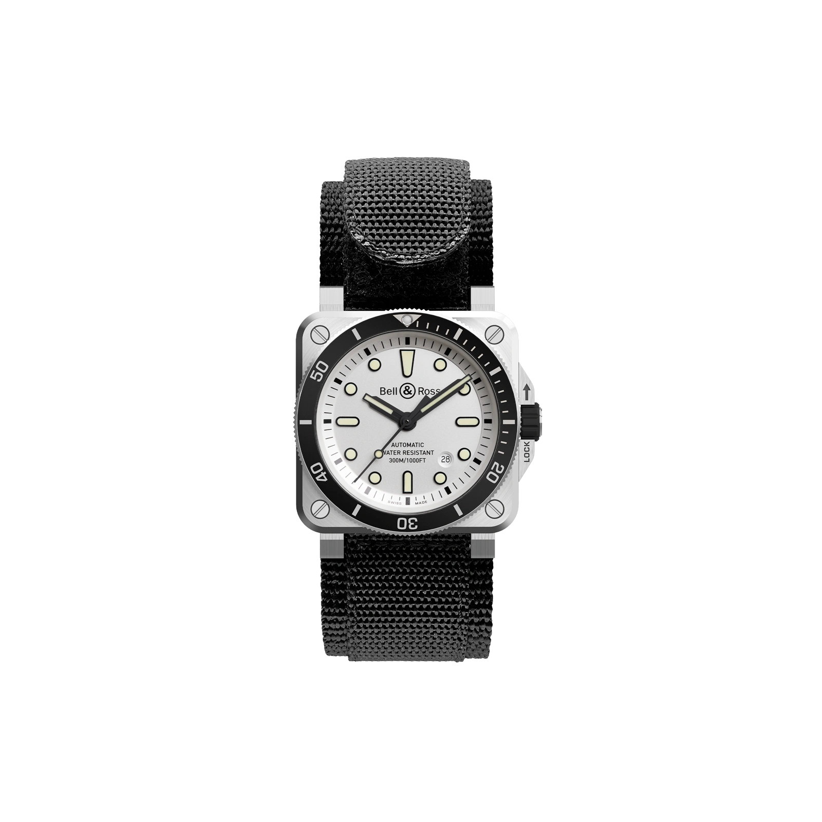 zegarek stalowy automatyczny BELL&ROSS BR-03 Diver White Steel BR03A-D-WH-ST/SRB