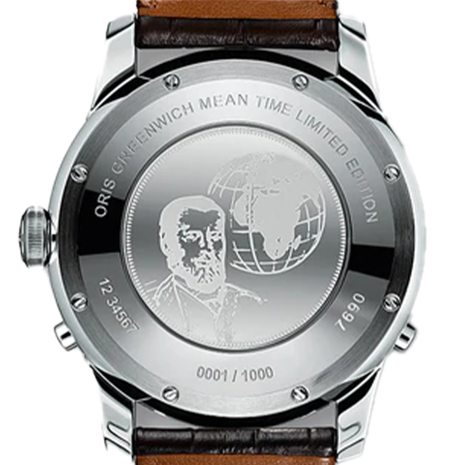 zegarek klasyczny automatyczny stalowy Oris Artelier Greenwich Mean Time 01 690 7690 4081-Set LS Kroko Limited Edition NOS od tyłu