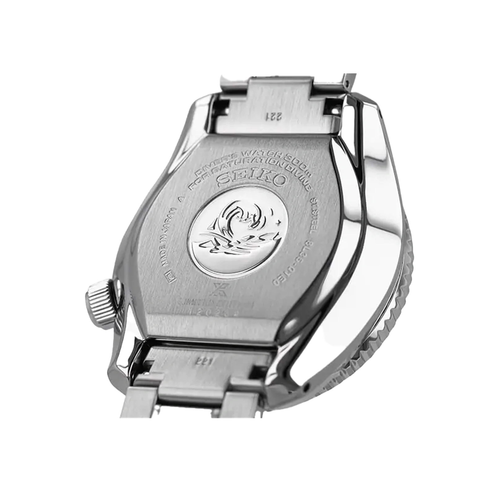 zielony zegarek sportowy nurkowy automatyczny SEIKO Marinemaster 300 SLA023J koperta od tyłu