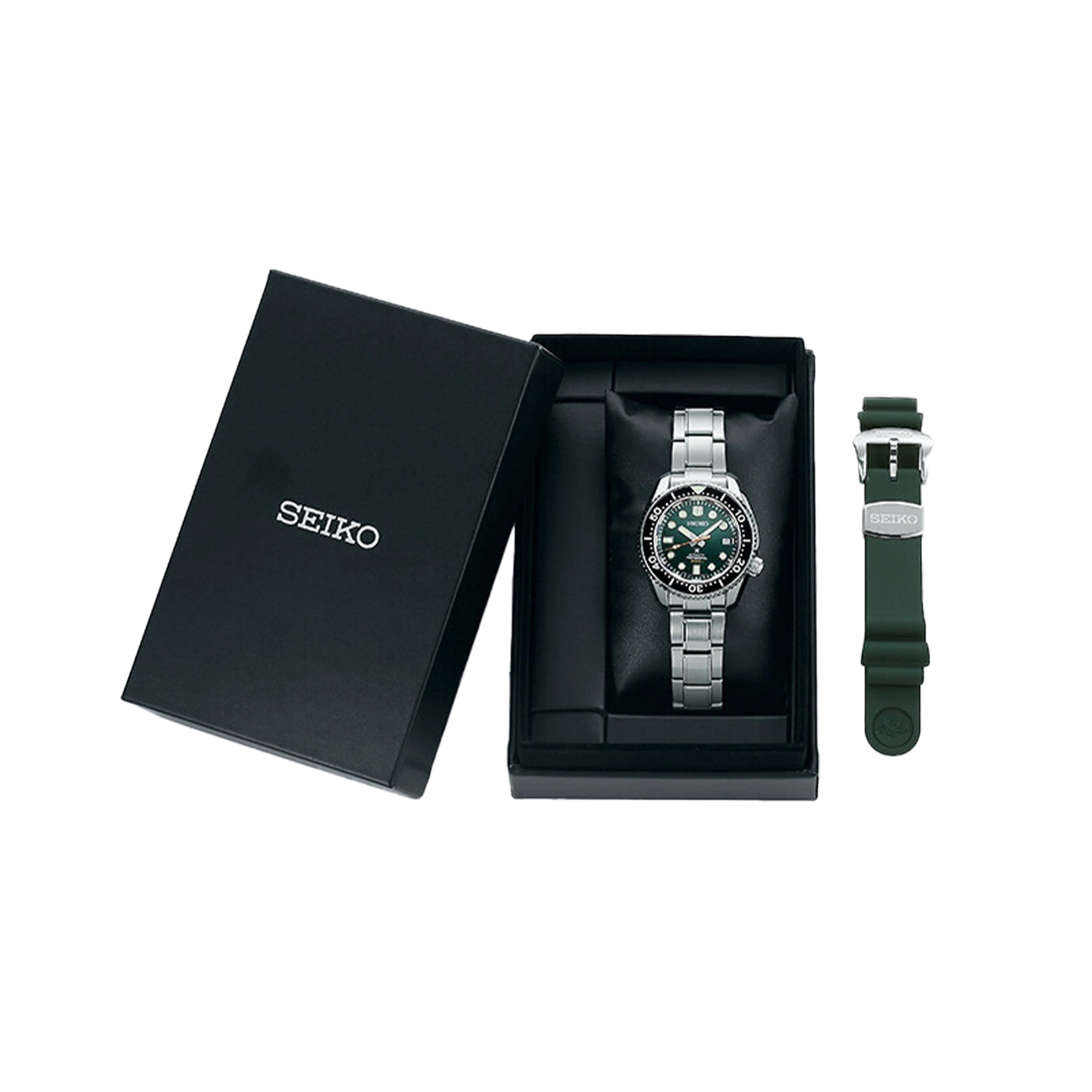 zielony zegarek sportowy nurkowy automatyczny SEIKO Marinemaster 300 SLA023J stalowa bransoleta w zestawie