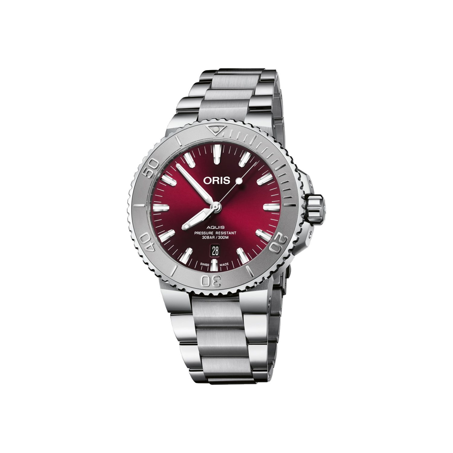 Oris Aquis Date Relief Cherry Dial 01 733 7730 4158-07 8 24 05PEB