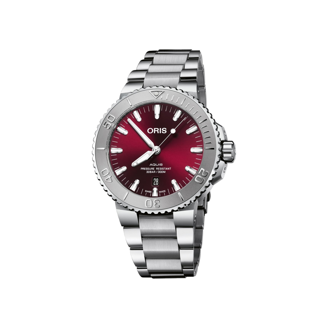 Oris Aquis Date Relief Cherry Dial 01 733 7730 4158-07 8 24 05PEB