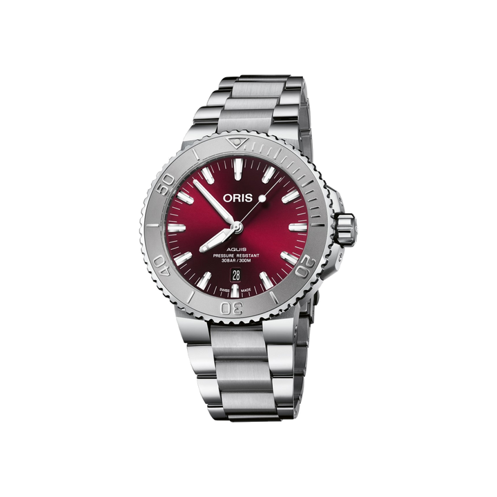 Oris Aquis Date Relief Cherry Dial 01 733 7730 4158-07 8 24 05PEB