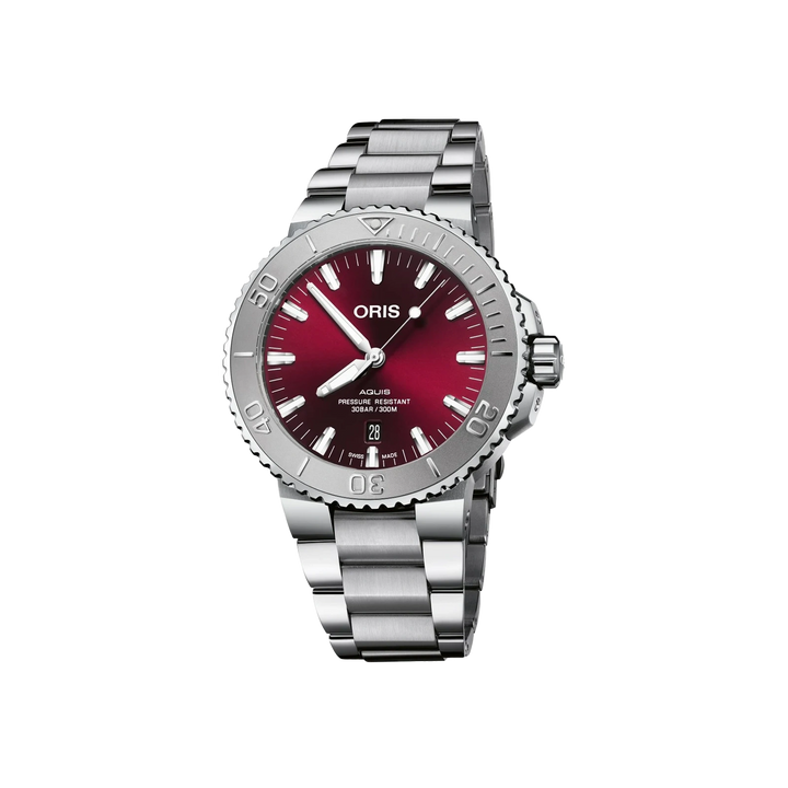 Oris Aquis Date Relief Cherry Dial 01 733 7730 4158-07 8 24 05PEB